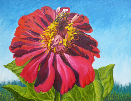 Big Red Zinnia Welcome