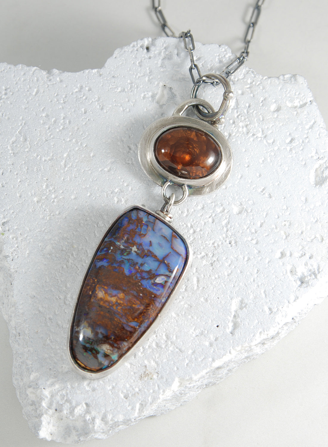 Fire Agate & Boulder Opal P1202
