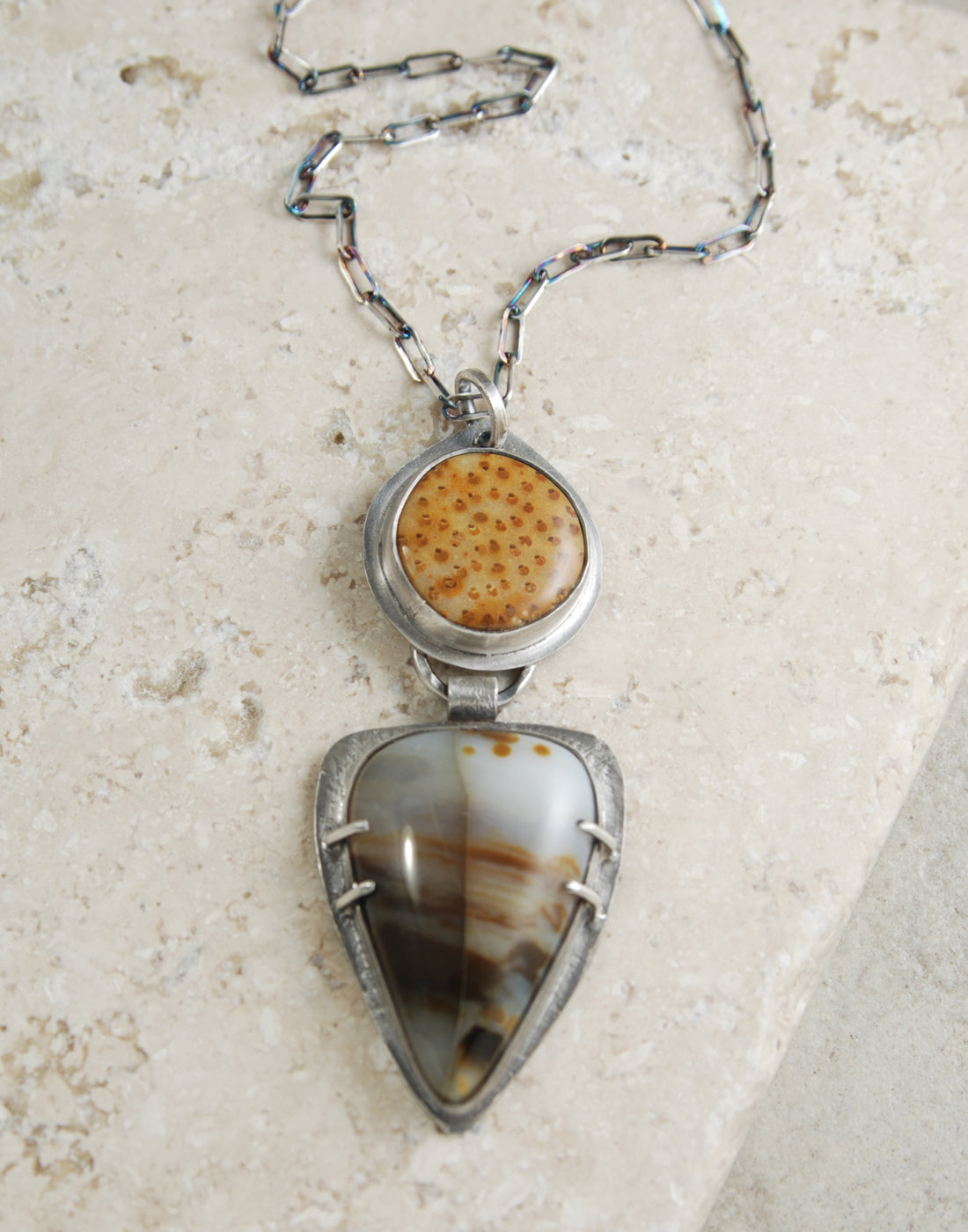 Petrified Palm & Polka Dot Agate P1214