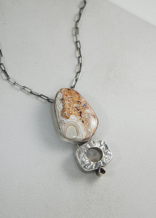 Crazy Lace Agate, Smokey Quartz P1236