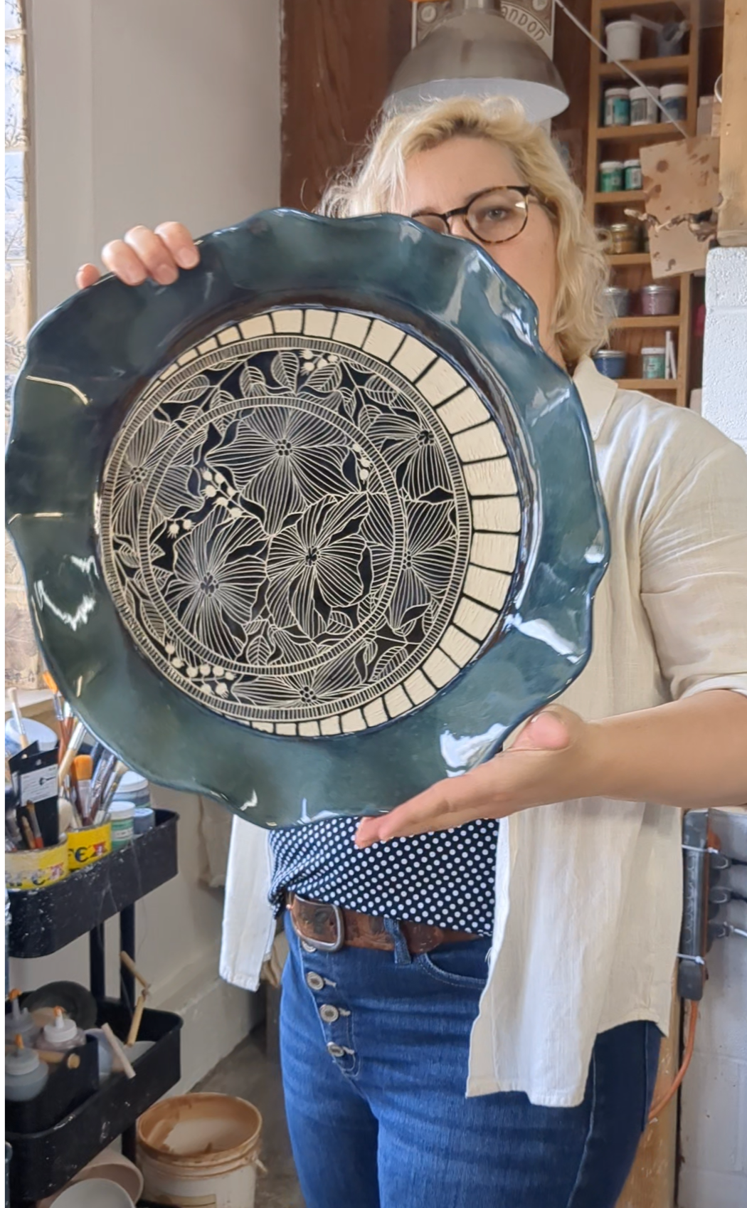 Teal Poppy Platter