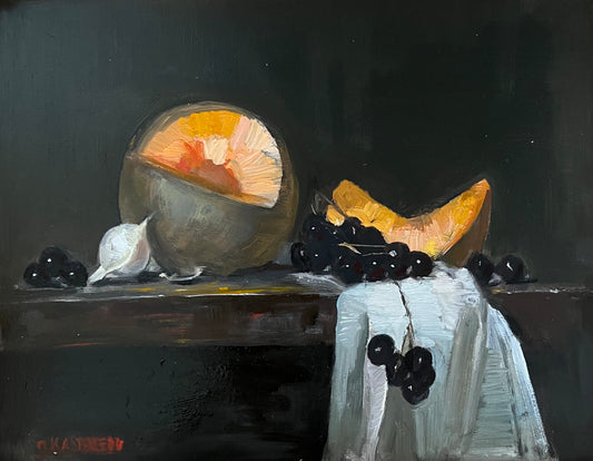 Cantaloupe and Black Grapes