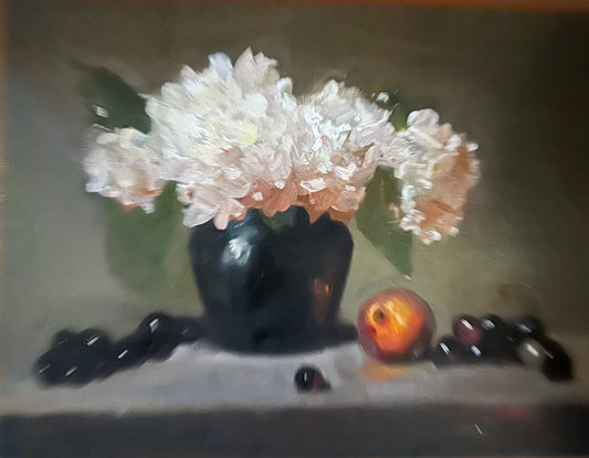 Hydrangea in a Black Pot