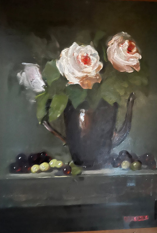 Three Roses and a Silver Teapot