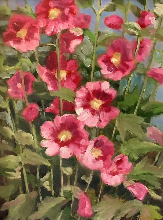 Red Hollyhocks