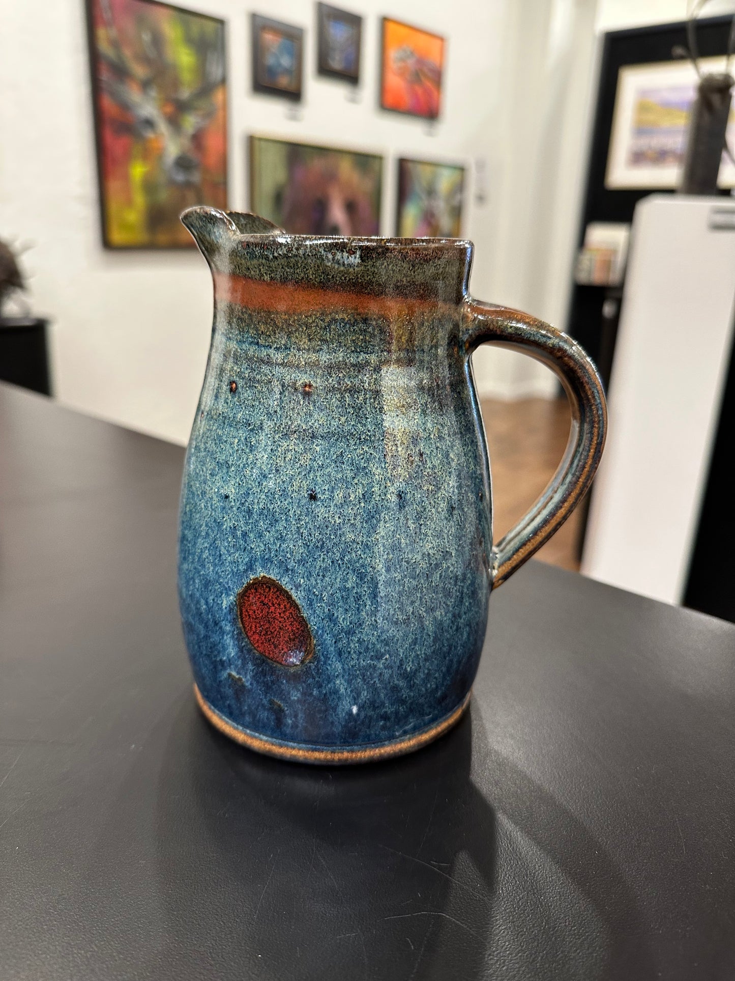 Blue Pitcher With Leaf