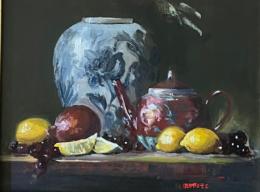 Blue Vase & Red Teapot