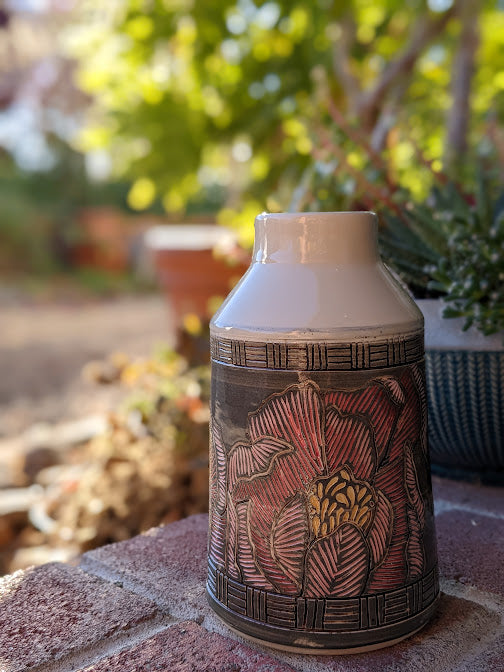 Gray Inlaid Vase