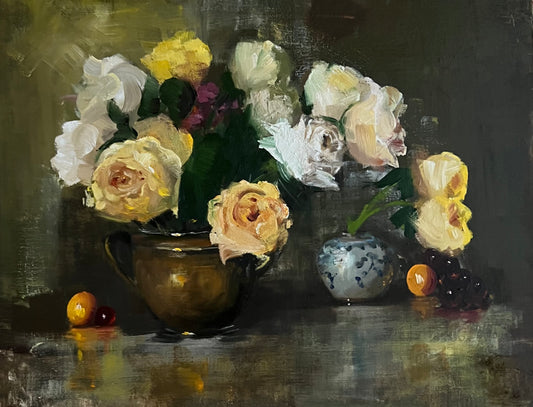 Yellow Rose on Red Cloth