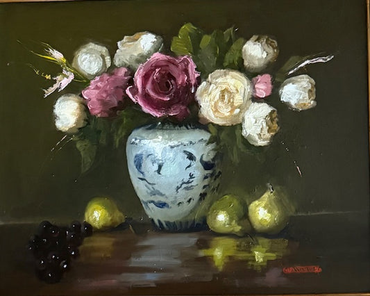 Hot Pink in a Blue & White Vase