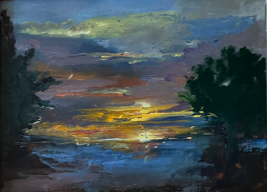 Orange Sunset on Lake
